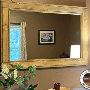 Shiplap Reclaimed Styled Wood Framed Mirror, 20 Stain Colors Large