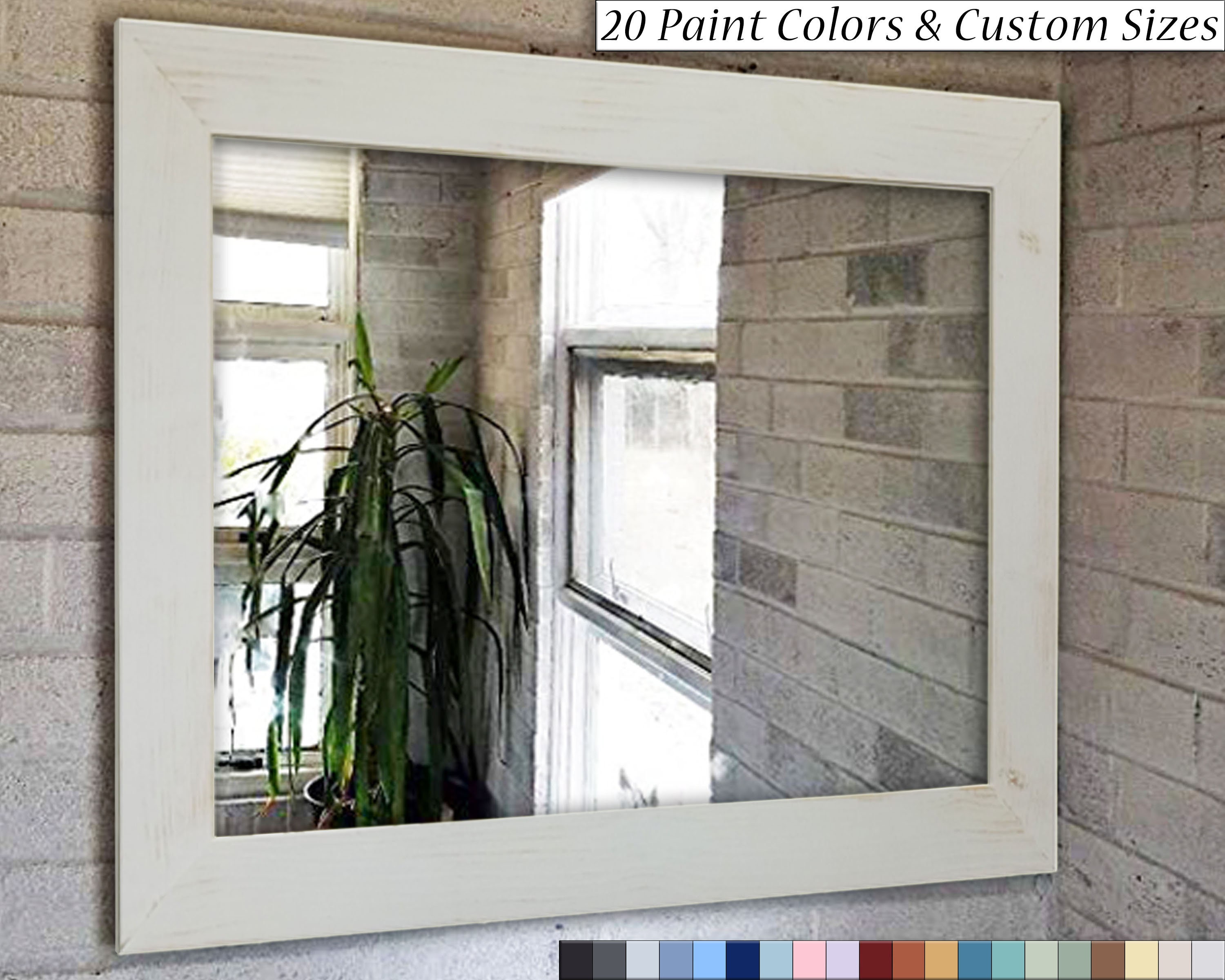 Herringbone Reclaimed Wood Mirror, Custom Sizes & 20 Paint Colors