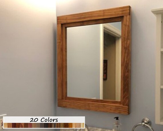 Minimalist Rustic Thin Farmhouse 20x24 Black Ash Wood Wall Mirror Bathroom Mirror Modern Vanity Mirror Wall Mirror