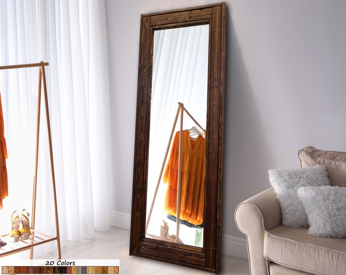 Full Length Mirror Natural Wood Mirror farmhouse Mirror Floor Mirror ...