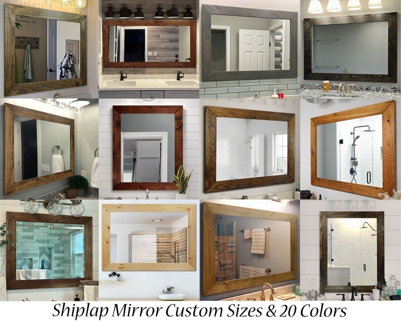 Shiplap Reclaimed Styled Wood Framed Mirror, 20 Stain Colors Modern Rustic Wood Mirror, Large Vanity Mirror, Bathroom Mirror Wall Decor image 9