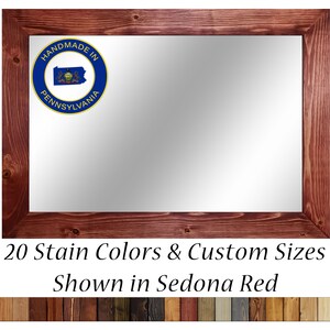 Shiplap Bathroom Vanity Mirror, Rustic Mirror, Wall Mirror, Wood Framed Mirror, Mirror Wall Decor, Full Length Mirror, Large Wall Mirror, Wooden Mirror, Oversized Wall Mirror, Farmhouse Decor, Red Sedona Stain, Handmade in USA, Lane of Lenore