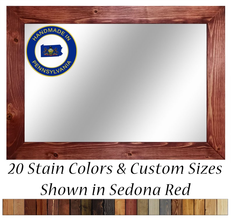 Shiplap Bathroom Vanity Mirror, Rustic Mirror, Wall Mirror, Wood Framed Mirror, Mirror Wall Decor, Full Length Mirror, Large Wall Mirror, Wooden Mirror, Oversized Wall Mirror, Farmhouse Decor, Red Sedona Stain, Handmade in USA, Lane of Lenore