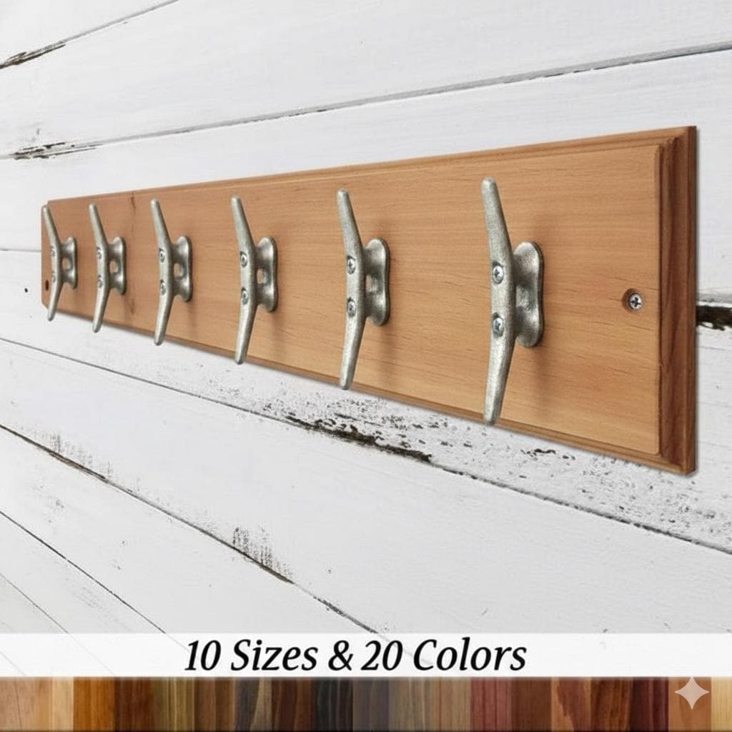 OBX Wall Mounted Cleat Rack - 20 Stain Colors - Clothing Hook