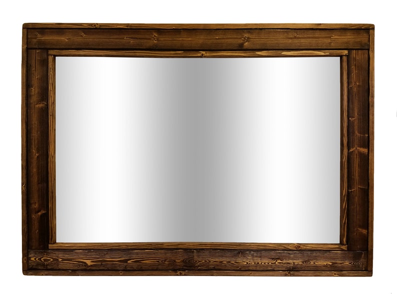 Large Framed Herringbone Reclaimed Wood Mirror Double Vanity Etsy