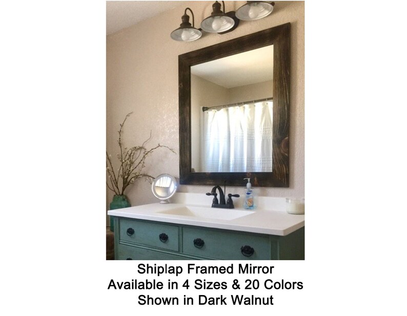 Shiplap Reclaimed Wood Mirror Shown In Dark Walnut 4 Sizes Etsy