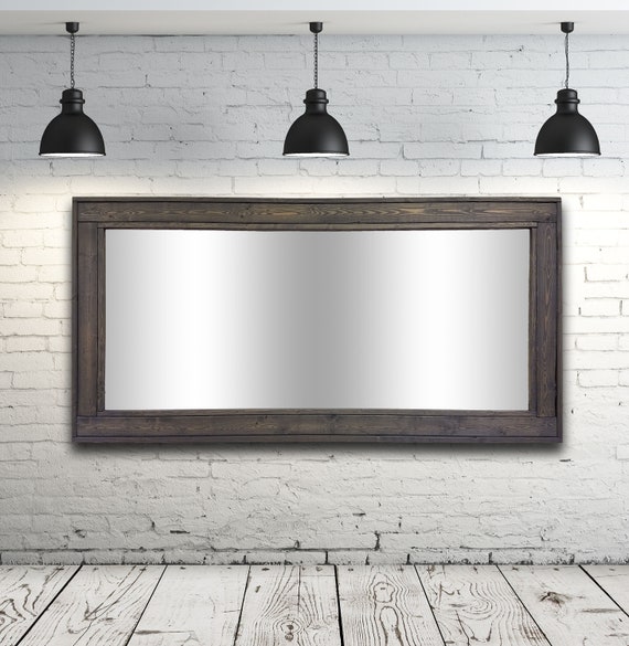 Large Framed Herringbone Reclaimed Wood Mirror Double Vanity Decorative Rustic Shown In Classic Gray 20 Colors 4 Sizes