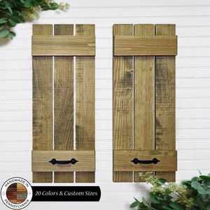 Rustic Farmhouse Wood Wall Decor - Board and Batten Custom Wood Shutters - Shown in Driftwood