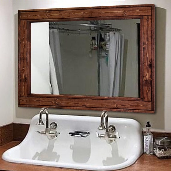 Shiplap Reclaimed Styled Wood Framed Mirror, 20 Stain Colors Large