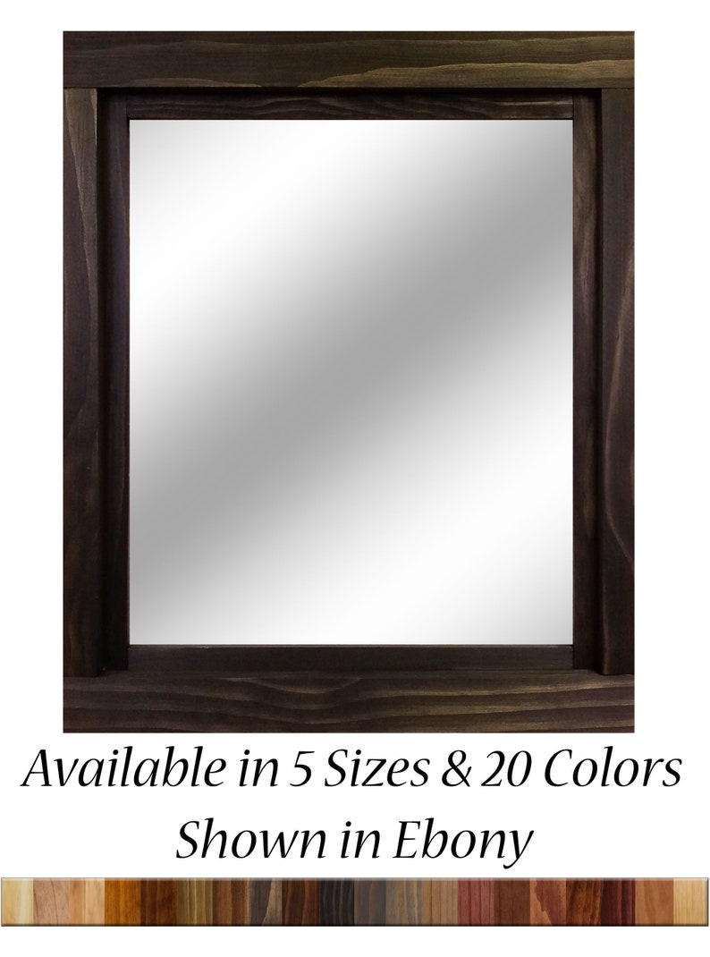 Farmhouse Framed Wall Mirror 20 Stain Colors Rustic Wood Etsy