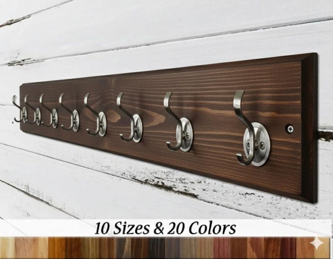 Atherton Hook Rack With Oxford Hooks - 20 Stain Colors - Clothing Hook ...