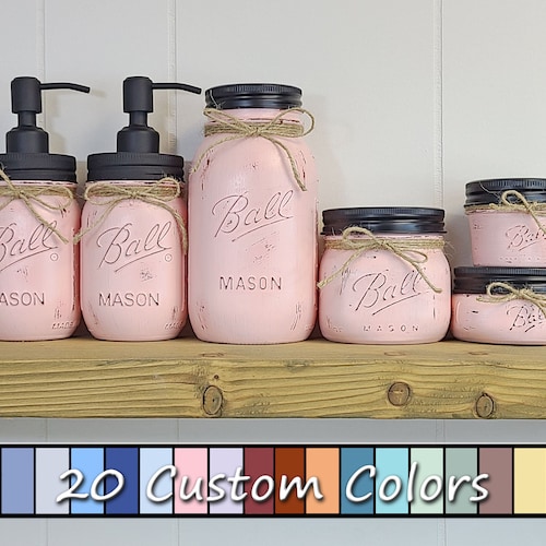 Rustic Bathroom Decor Mason Jar Bathroom Set Bronze Oil Etsy