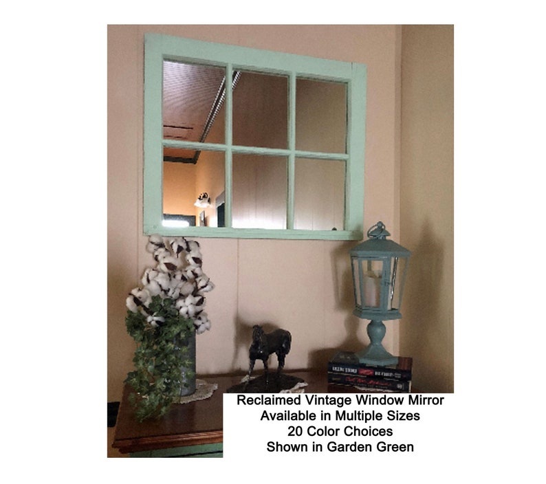 Mirror Wall Decor Reclaimed Wood Window 6 Pane Frame Decorative Vintage 20 Colors Garden Green