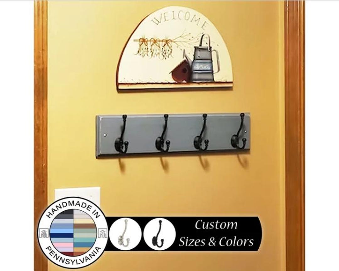 Brookside Wall Mounted Hook Rack - 20 Paint Colors - Clothing Hook, Hat ...