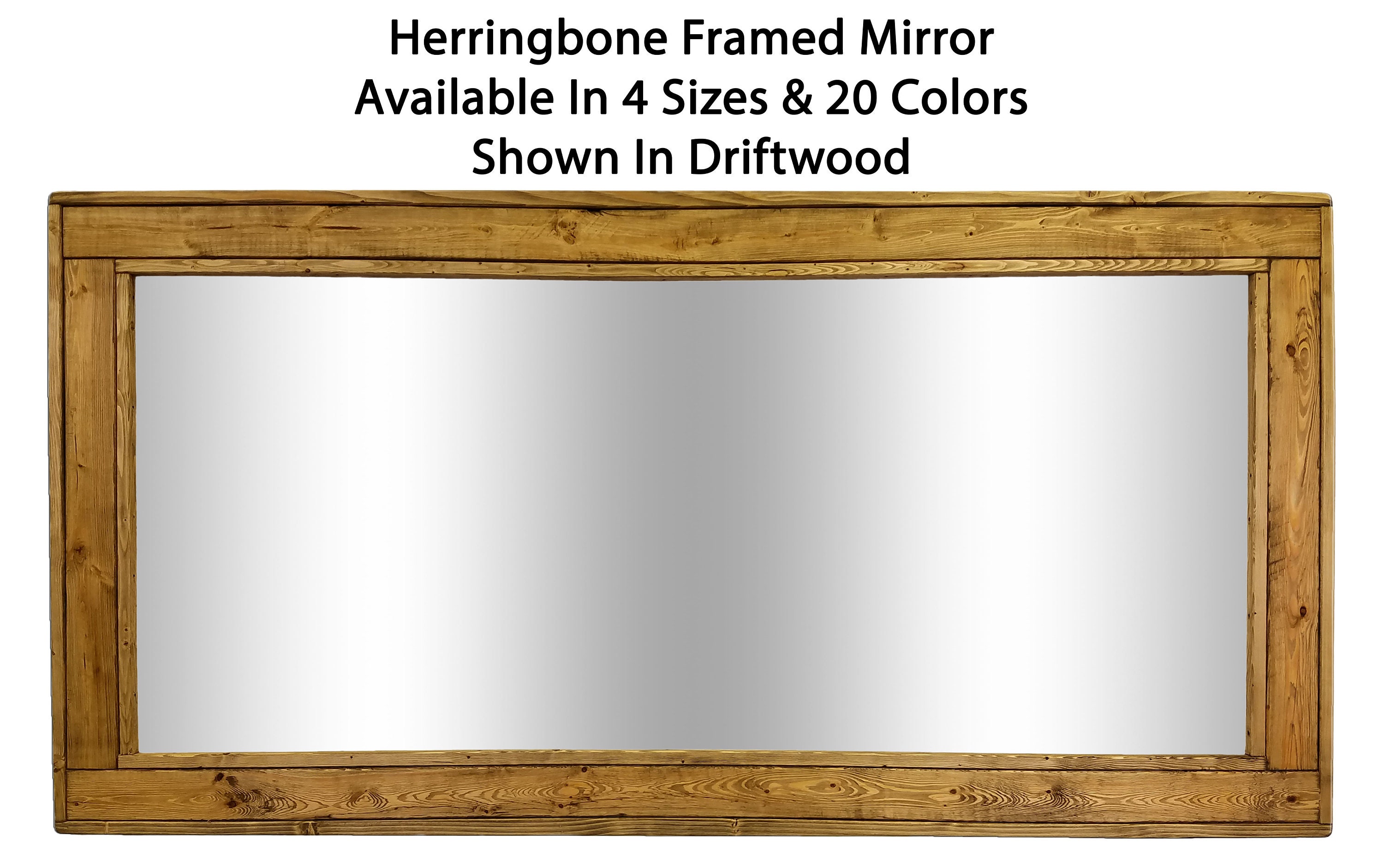 Gran enmarcado espiga espejo de madera recuperada tocador de | Etsy