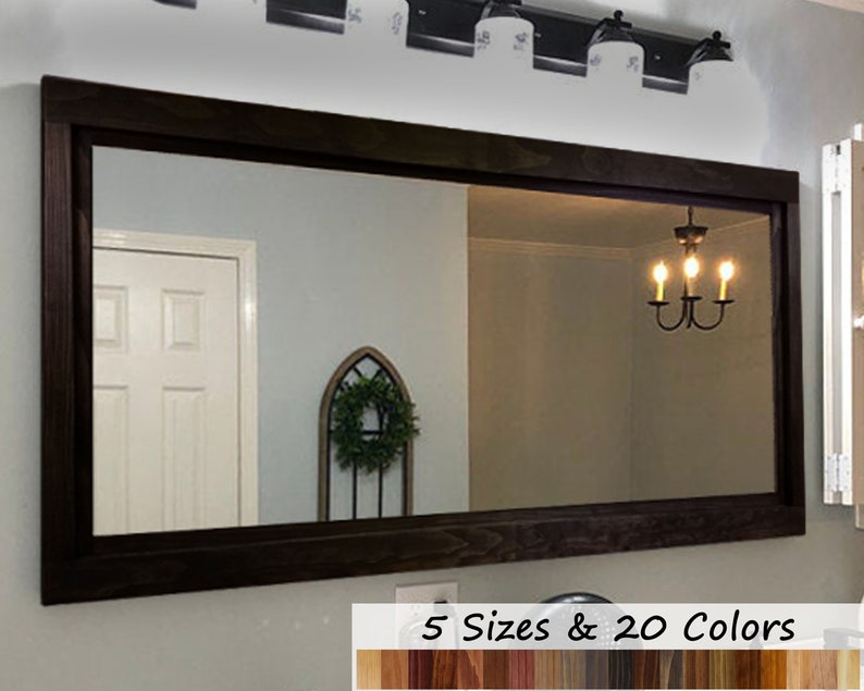 Farmhouse Framed Wall Mirror 20 Stain Colors Vanity Mirror Etsy