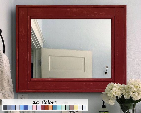 Large Framed Herringbone Handmade Wood Mirror Living Room