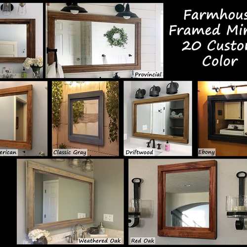 Farmhouse Framed Wall Mirror, 20 Stain Colors - Bathroom Mirror, Vanity Mirror, Master Bathroom Mirror, Rustic Wood Frame Mirror, Big shops Mirror