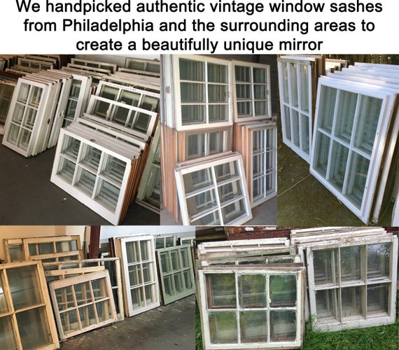 Mirror Wall Decor Reclaimed Wood Window Mirror With Handles Etsy