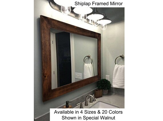 Shiplap Reclaimed Wood Mirror Shown In Special Walnut 4 Sizes Etsy
