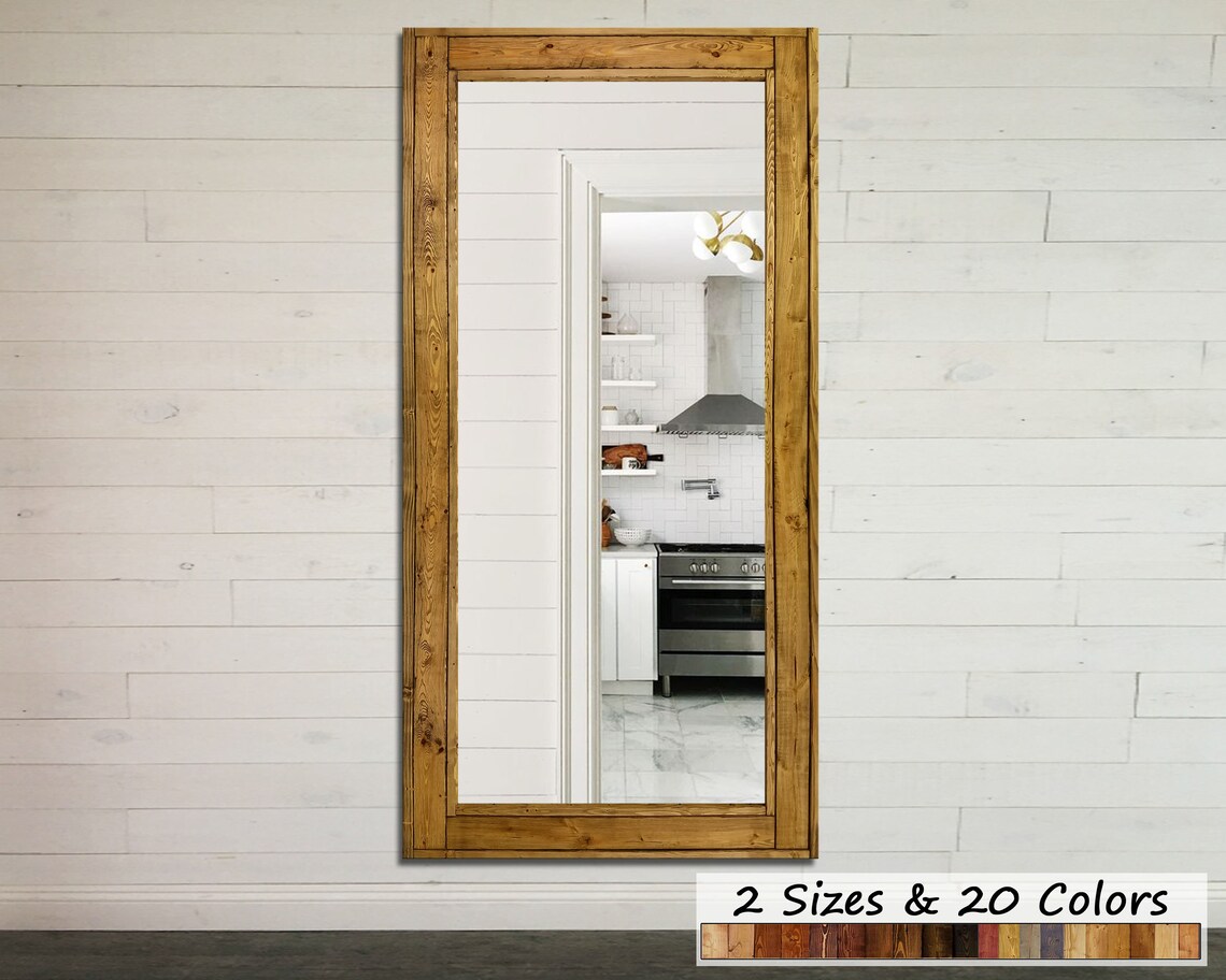 Herringbone Floor Mirror Full Length Floor Decorative Rustic Etsy