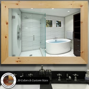 Bathroom Vanity Mirror - Shiplap Reclaimed Styled Wood Framed Mirror, 20 Stain Colors - Large Vanity Mirror, Bathroom Mirror, Wall Mirror