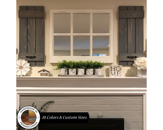 Customizable Wood Shutters for Farmhouse Wall Decor - Board and Batten Design - Shown in Classic Gray