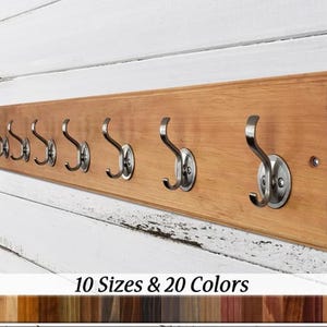 Atherton Hook Rack with Oxford Hooks - 20 Stain Colors - Clothing Hook, Towel Hook, Hat Rack, Double Hooks, Entryway Organizer, Rustic Decor