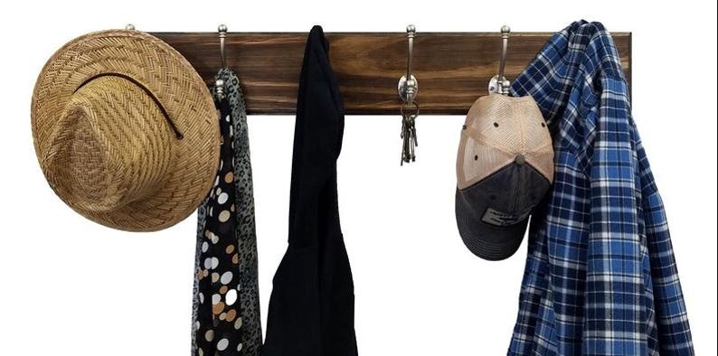 Brookside Wall Mounted Hook Rack - 20 Stain Colors - Clothing Hook ...