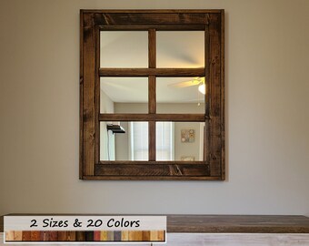 Herringbone 6 Pane Wall Mirror - Decorative Mirror, Large Wall Mirror, Handmade Home Decor - 2 Sizes & 20 colors: Shown in Special Walnut