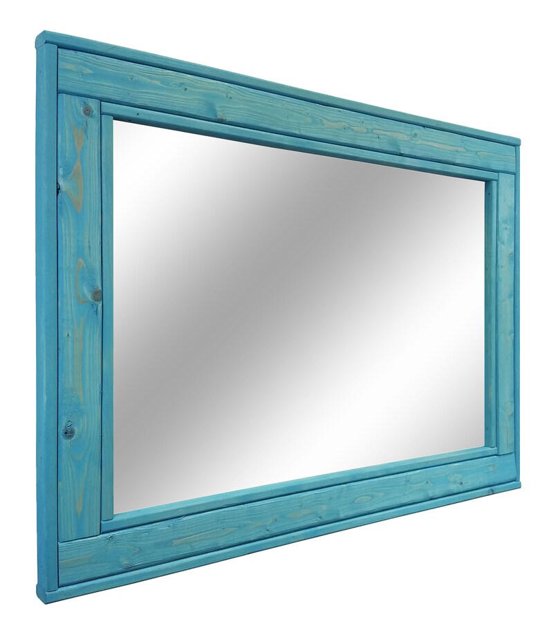 Herringbone Rustic Styled Large Framed Wood Mirror Vanity Etsy