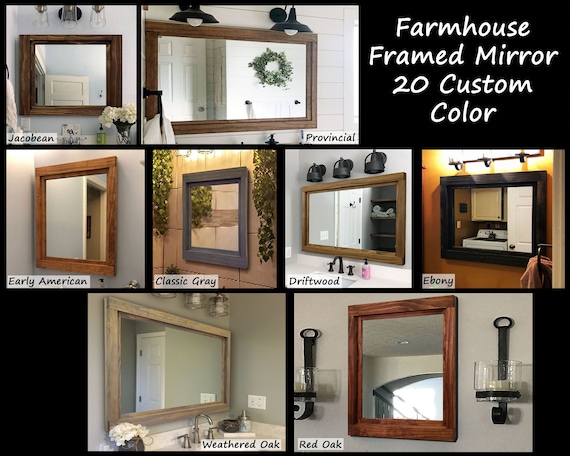 Farmhouse Framed Wall Mirror 20 Stain Colors Rustic Wood | Etsy Farmhouse Framed Wall Mirror 20 Stain Colors Rustic Wood | Etsy