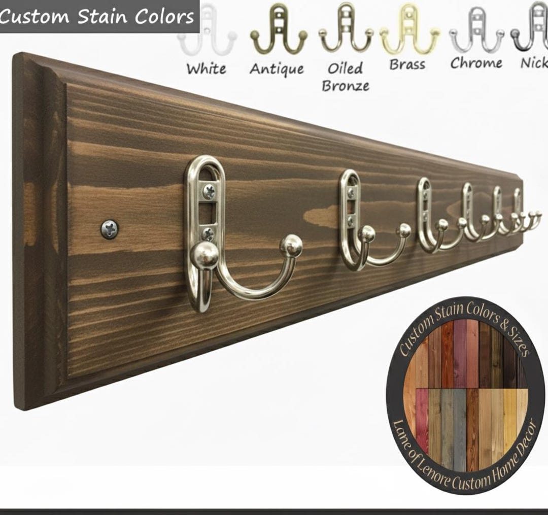 Countryside Double Utility Hook Rack - 20 Stain Colors - Clothing Hook ...