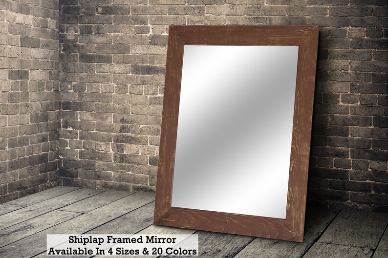 Shiplap Reclaimed Wood Framed Mirror 4 Sizes 20 Colors Rustic Wall Bathroom Vanity Decorative