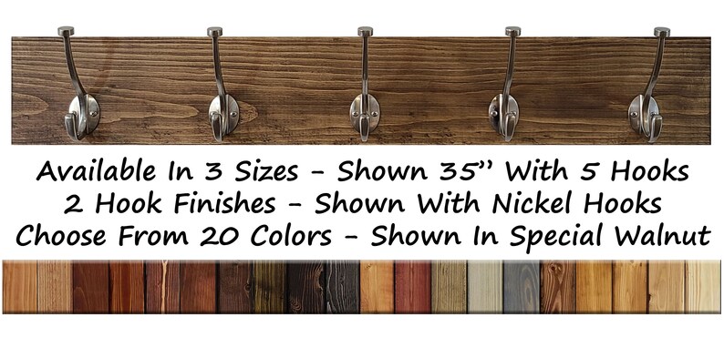 West Gate Farmhouse Bathroom Towel Hooks, Bathroom Wall Decor, Decorative Wall Hooks, Flush Mount - Available in 20 Colors - Special Walnut image 2