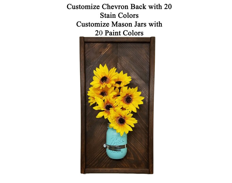 Farmhouse Chevron Wall Mason Jar Sconce Flower Vase Image 0