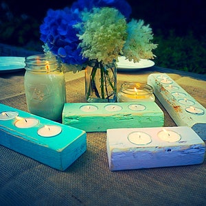 FREE SHIPPING - Painted Wood Tea Light Tray - Tea Light Candle Rack - Tea Light Candle - Candle Holder - Candelabra - Tea Light Sconce