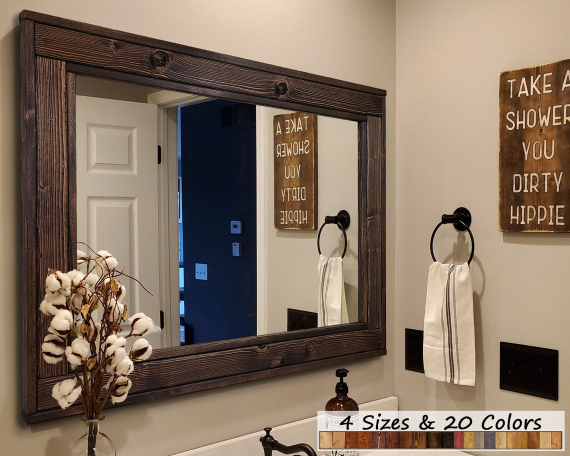 Gran espejo de madera recuperada de espiga enmarcada Tocador | Etsy