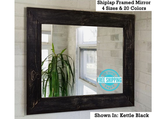 Shiplap Reclaimed Styled Wood Framed Mirror 20 Paint Colors Wood Framed Mirror 20 Paint Colors, Black Distressed Vanity Mirror