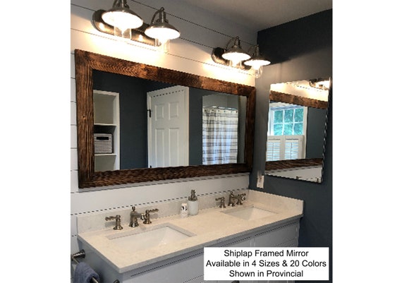 Shiplap Reclaimed Wood Mirror Shown In Provincial 4 Sizes 20 Stains Rustic Mirror Bathroom Vanity Mirror Farmhouse Style Mirror