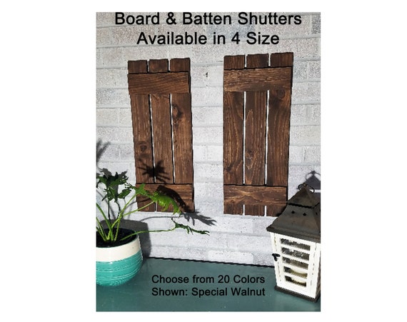 Pair Of Decorative Interior Board N Batten Style Shutters Rustic Decor 20 Colors Shown In Special Walnut 4 Sizes 40 34 28 22