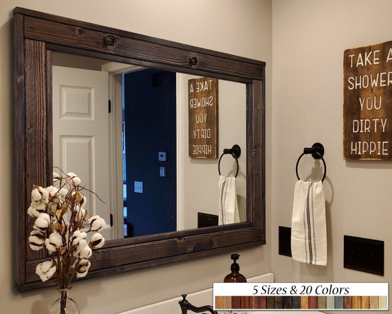 Herringbone Reclaimed Wood Mirror, Custom Sizes & 20 Paint Colors