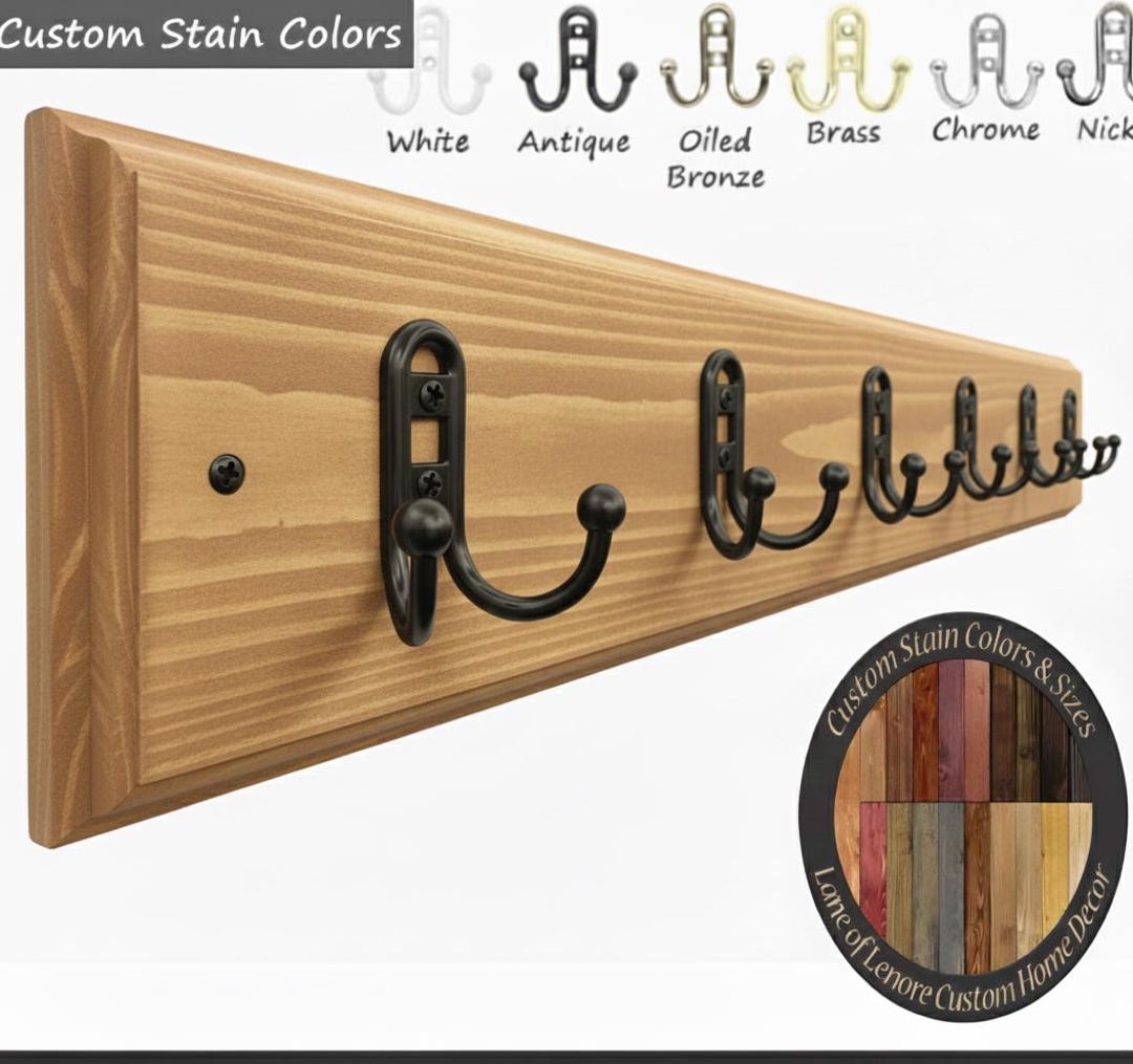 Countryside Double Utility Hook Rack - 20 Stain Colors - Clothing Hook ...