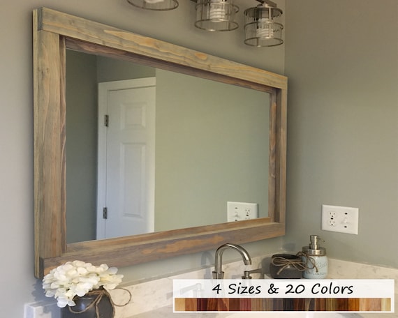 Farmhouse Framed Wall Mirror 20 Stain, How To Make A Rustic Wood Mirror Frame