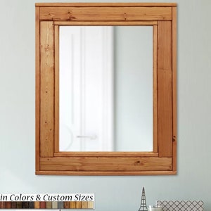 Espejo de vanidad de baño rústico Espejo con marco de madera de estilo  recuperado en espiga con manijas decorativas Espejo de pared 5 tamaños y 20  colores -  México
