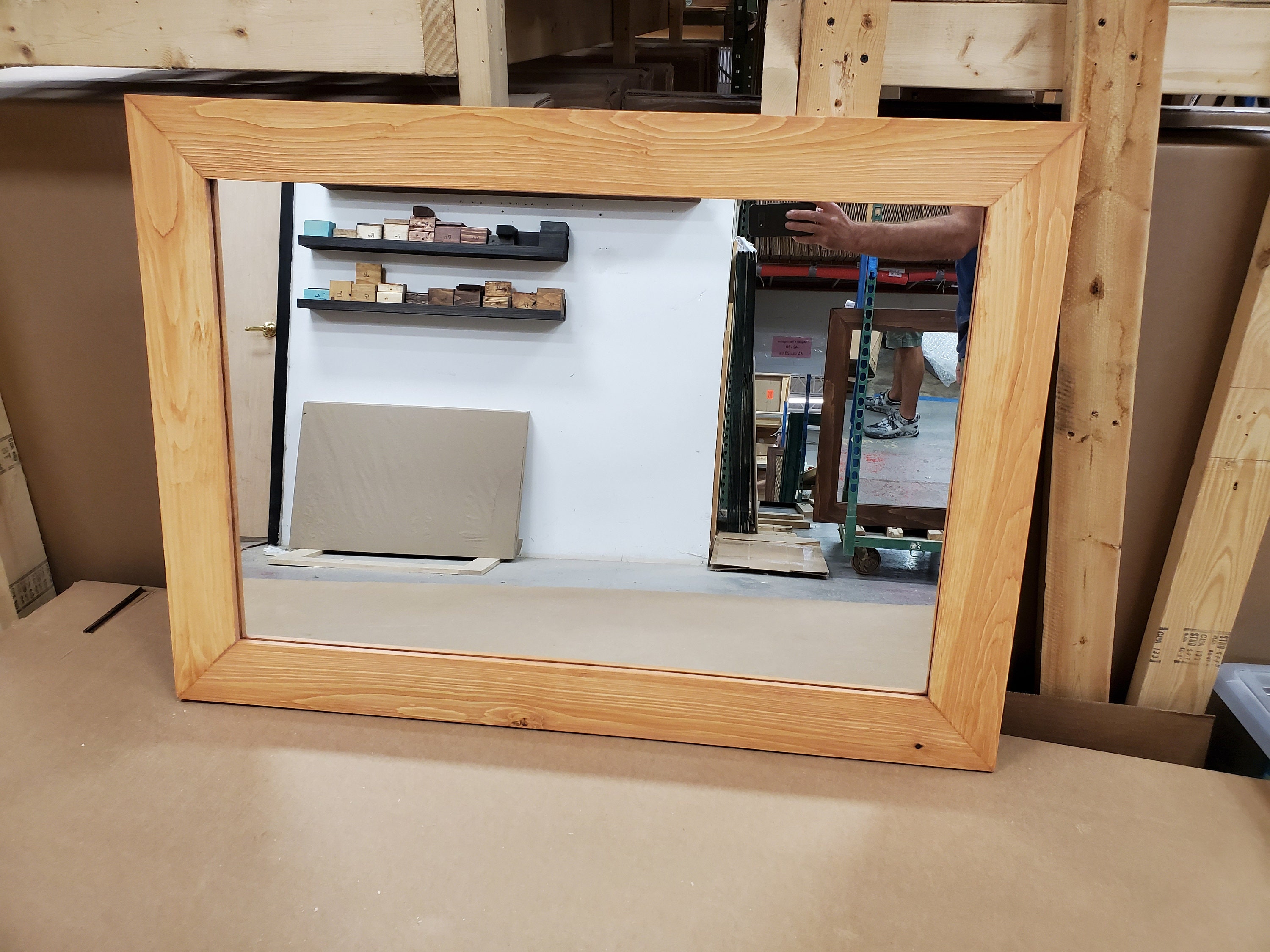 CLEARANCE 42x30 Shiplap Mirror in Ipswich Pine Stain Etsy