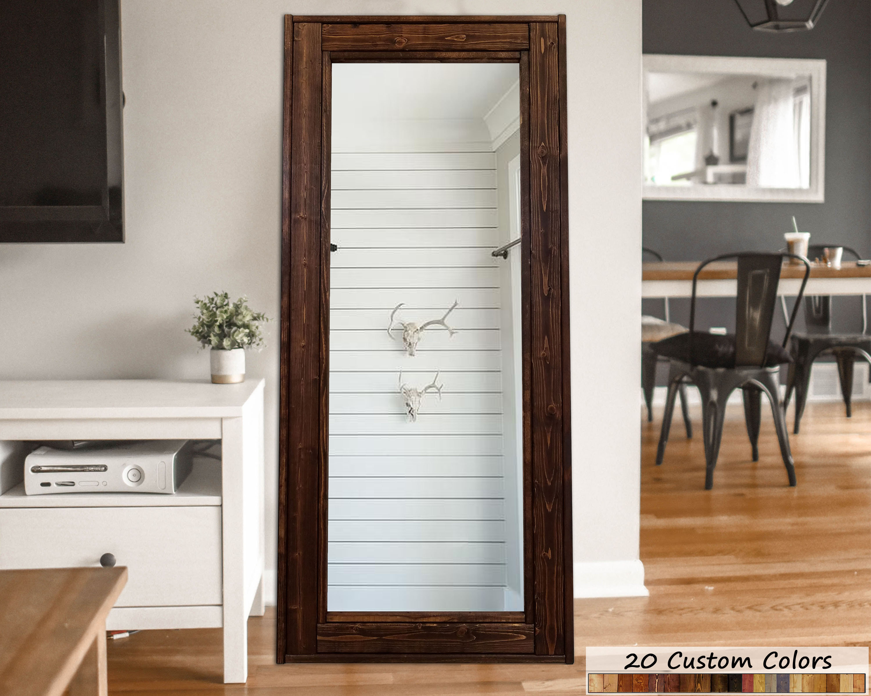 Herringbone Floor Mirror Full Length Floor Decorative Rustic Etsy