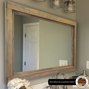 Farmhouse Framed Wall Mirror, 20 Stain Colors - Rustic Wood Frame Mirror, Decorative Mirror, Wall Decor, Vanity Mirror, Mirror For Wall