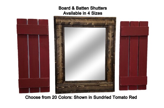 Wood Shutters Wall Decor Board And Batten Style Decorative Window Shutters 20 Custom Colors And 4 Sizes Sundried Tomato Red