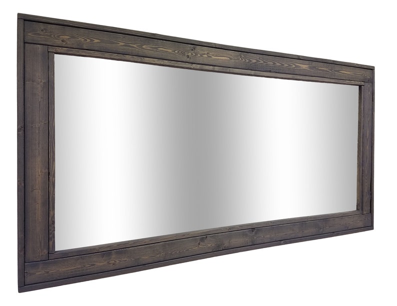 Large Framed Herringbone Reclaimed Wood Mirror Double Vanity Etsy